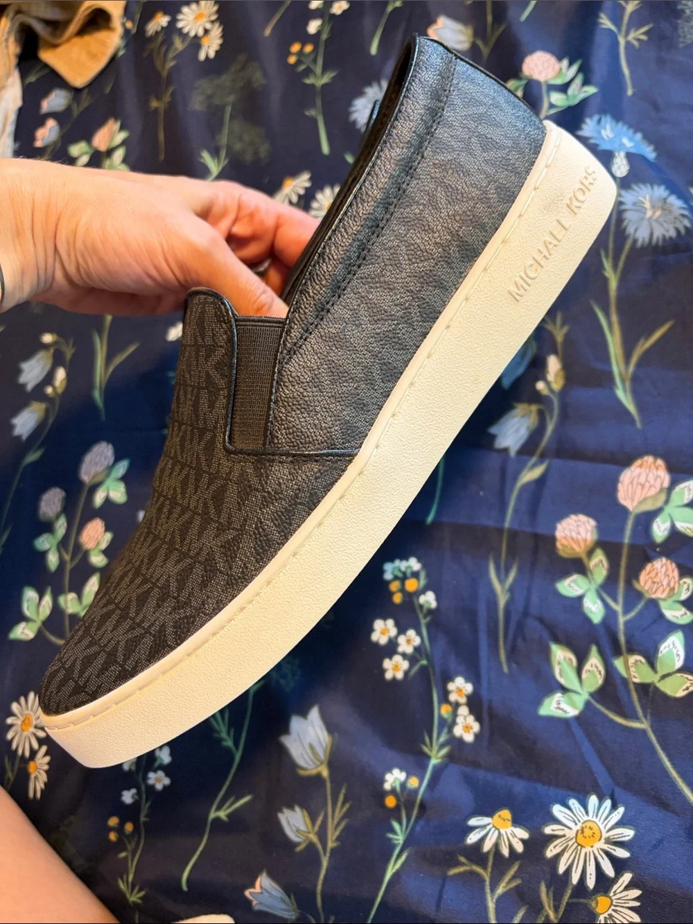 Michael Kors Men’s Charcoal Patterned Slip-On Sneakers